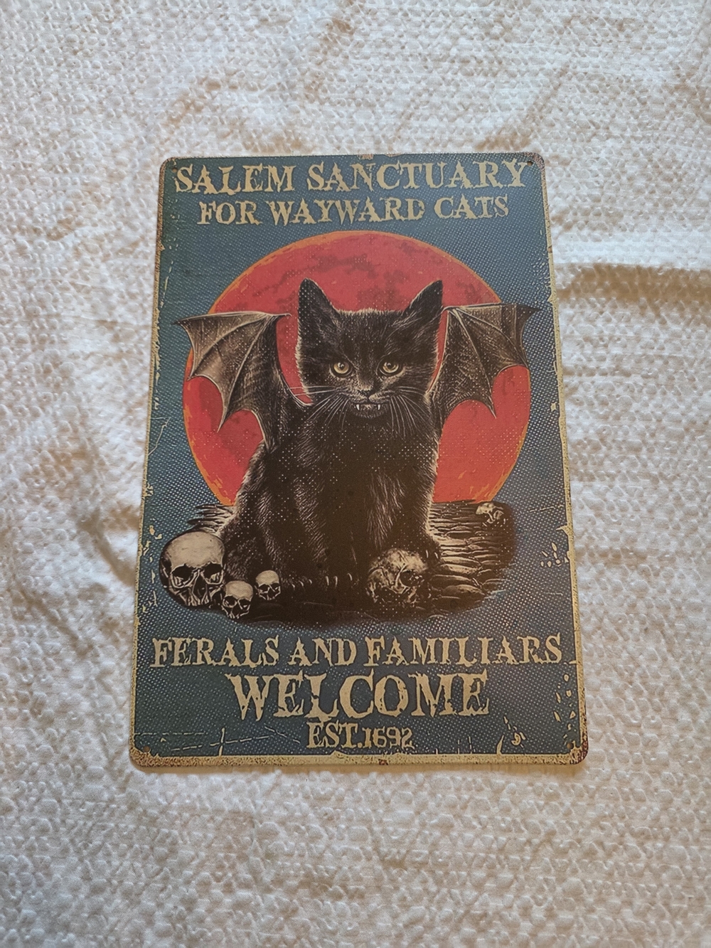 Black and Red Salem Sanctuary Cat Wall Sign